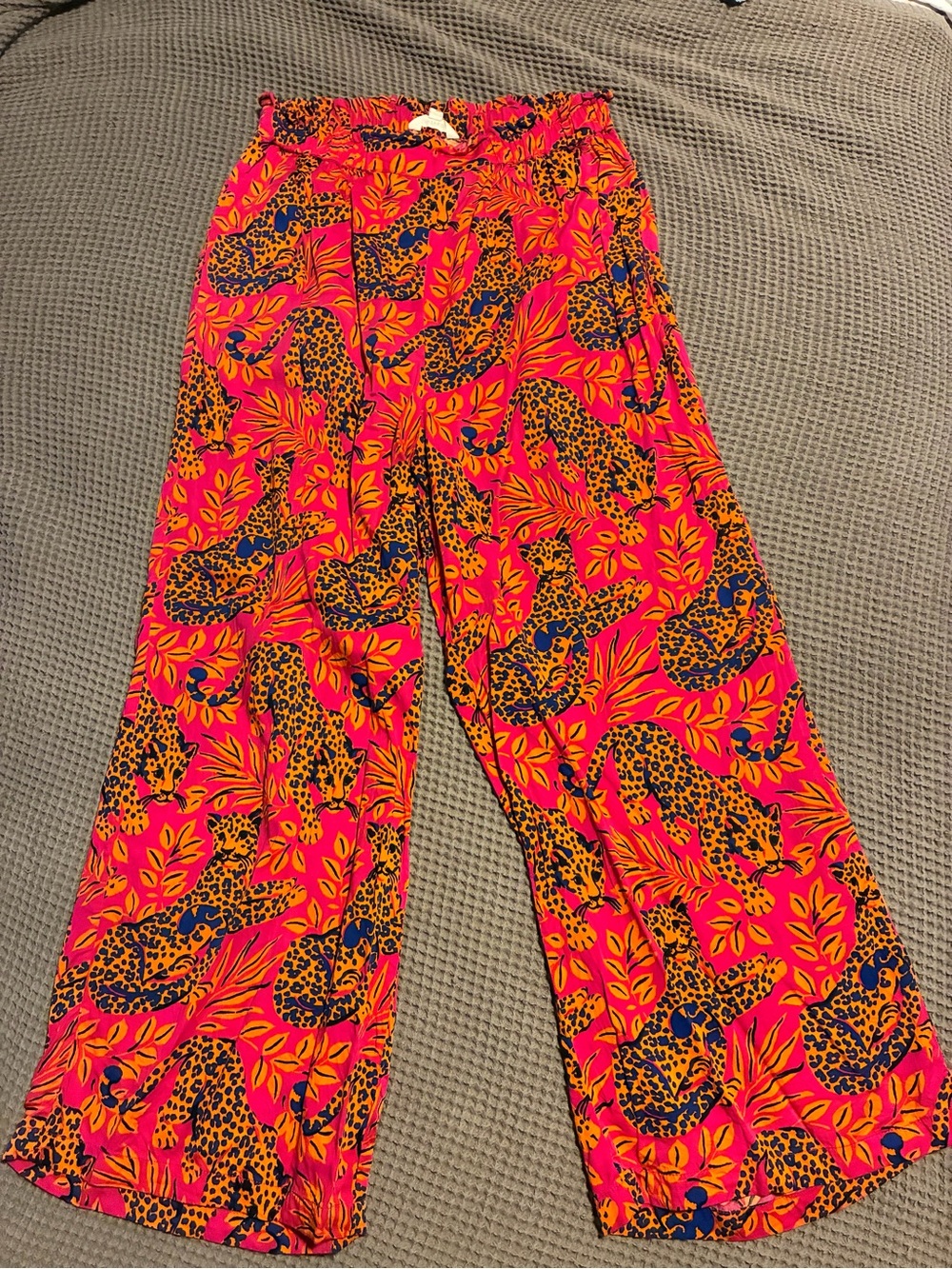 Printfresh Bright Pink Wide-Leg Printed Pants